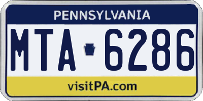 PA license plate MTA6286