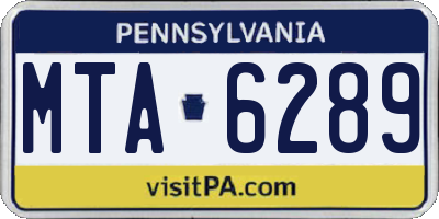PA license plate MTA6289