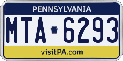 PA license plate MTA6293
