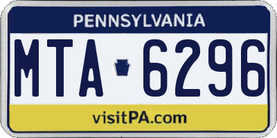 PA license plate MTA6296