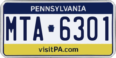 PA license plate MTA6301
