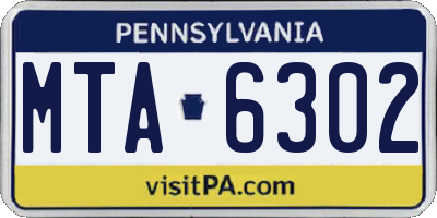 PA license plate MTA6302