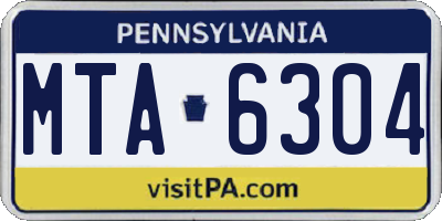 PA license plate MTA6304