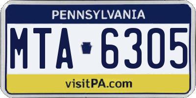 PA license plate MTA6305