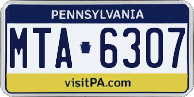 PA license plate MTA6307