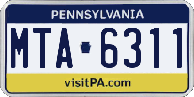 PA license plate MTA6311
