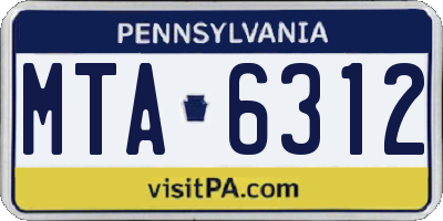 PA license plate MTA6312