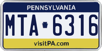 PA license plate MTA6316
