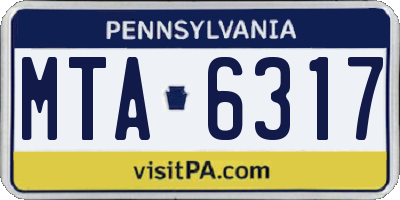 PA license plate MTA6317
