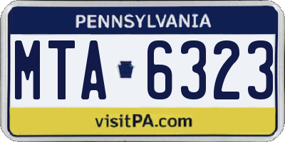PA license plate MTA6323