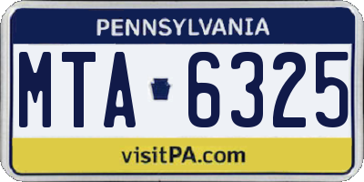 PA license plate MTA6325