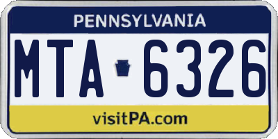 PA license plate MTA6326