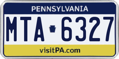 PA license plate MTA6327