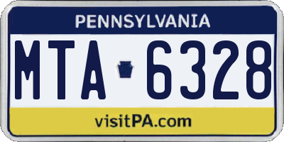 PA license plate MTA6328