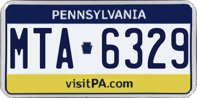 PA license plate MTA6329