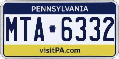PA license plate MTA6332