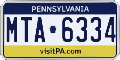 PA license plate MTA6334