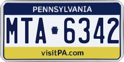 PA license plate MTA6342