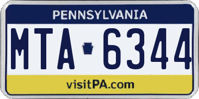 PA license plate MTA6344