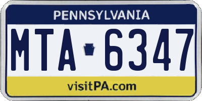 PA license plate MTA6347