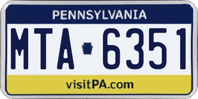 PA license plate MTA6351