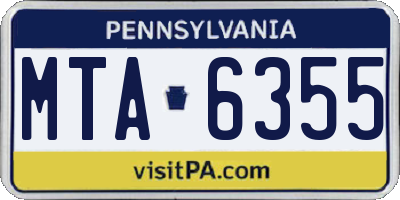 PA license plate MTA6355