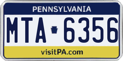 PA license plate MTA6356