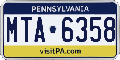 PA license plate MTA6358