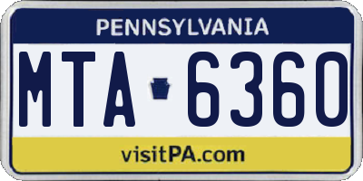 PA license plate MTA6360