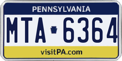 PA license plate MTA6364