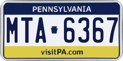 PA license plate MTA6367