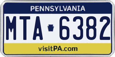 PA license plate MTA6382