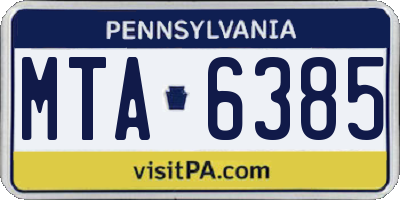 PA license plate MTA6385