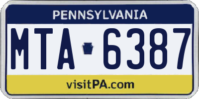 PA license plate MTA6387