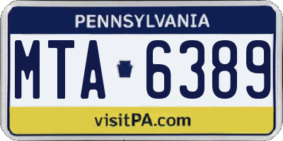 PA license plate MTA6389