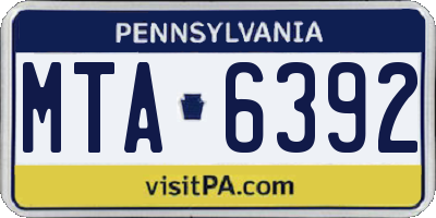 PA license plate MTA6392