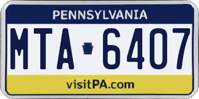 PA license plate MTA6407