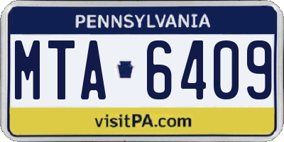 PA license plate MTA6409