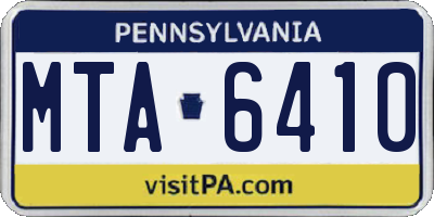 PA license plate MTA6410