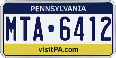 PA license plate MTA6412