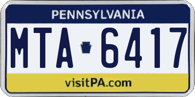 PA license plate MTA6417