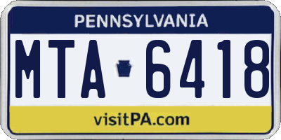 PA license plate MTA6418