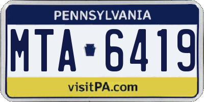 PA license plate MTA6419
