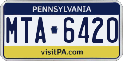 PA license plate MTA6420