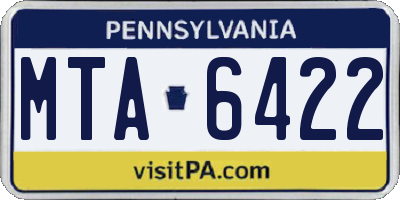 PA license plate MTA6422