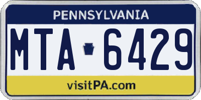 PA license plate MTA6429