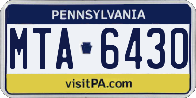 PA license plate MTA6430