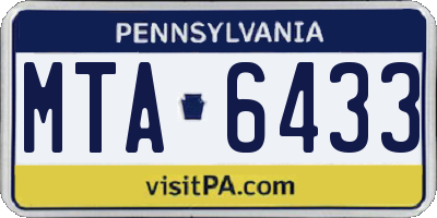 PA license plate MTA6433