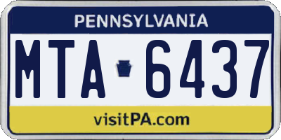 PA license plate MTA6437