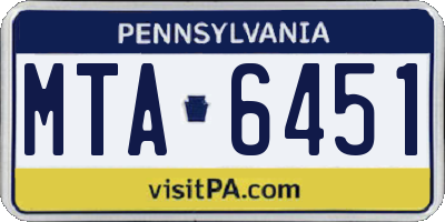PA license plate MTA6451